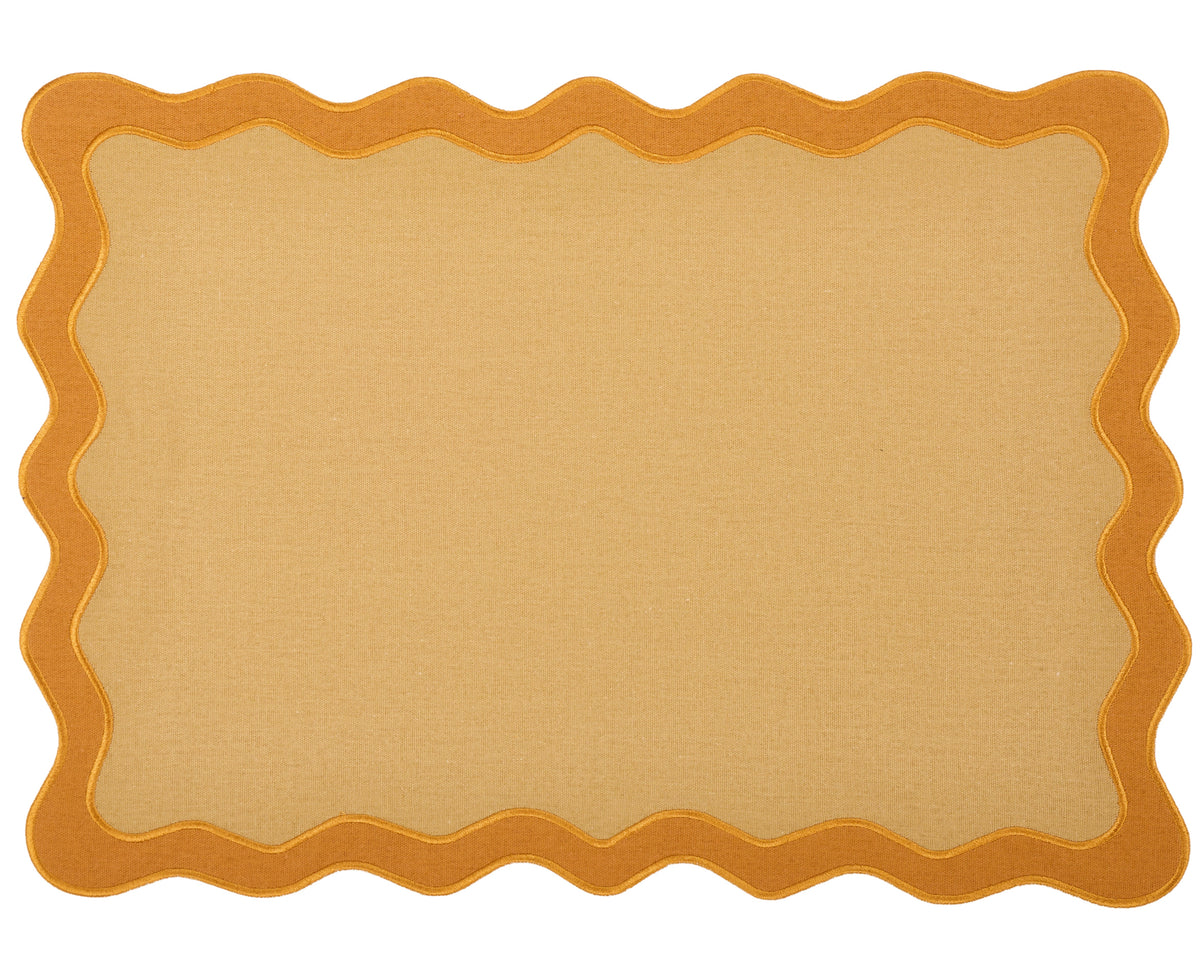 Hampton Tan & Orange Trim Placemat & Napkin