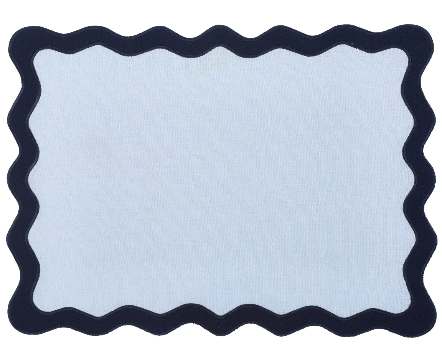 Hampton Pale Blue & Navy Trim Placemat & Napkin
