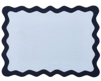 Hampton Pale Blue & Navy Trim Placemat & Napkin