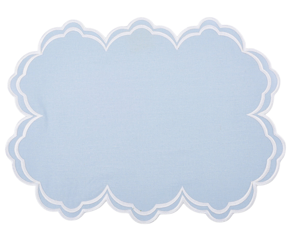 Savannah Pale Blue & White Placemat & Napkin
