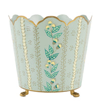 Green & Gold Floral Bucket Planter (3 Sizes)