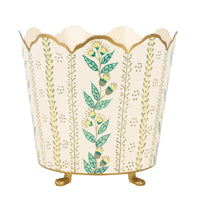 Ivory & Gold Floral Bucket Planter (3 Sizes)