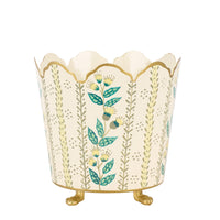 Ivory & Gold Floral Bucket Planter (3 Sizes)
