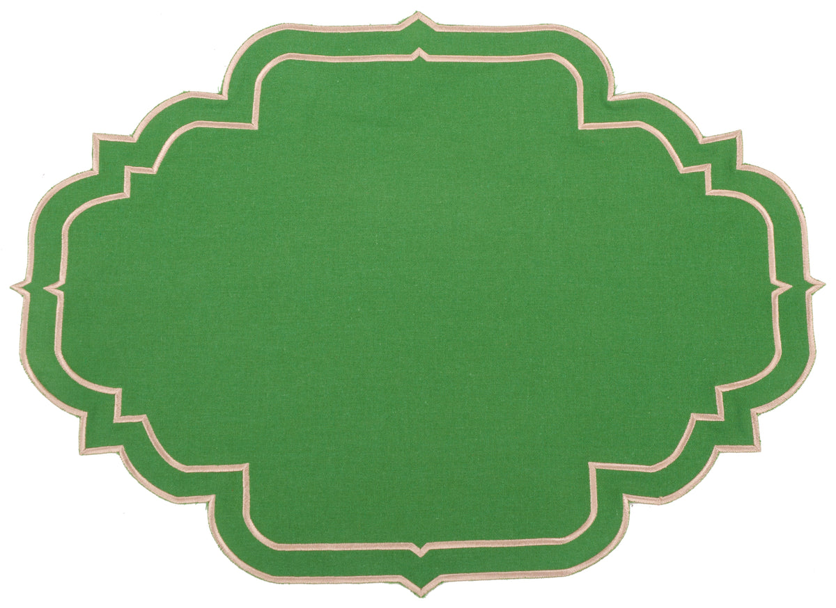Augusta Green & Gold Trim Placemat & Napkin