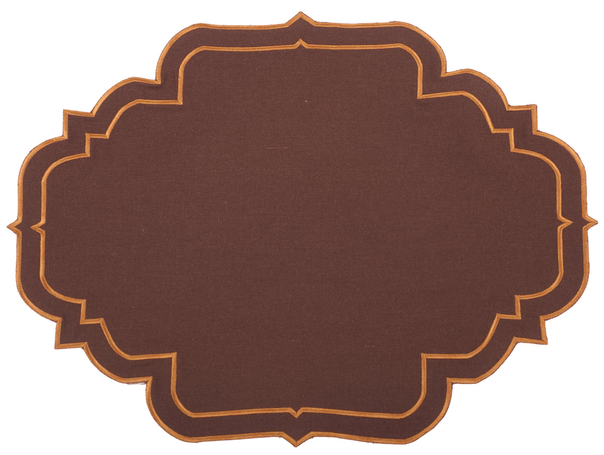 Augusta Brown & Orange Trim Placemat & Napkin