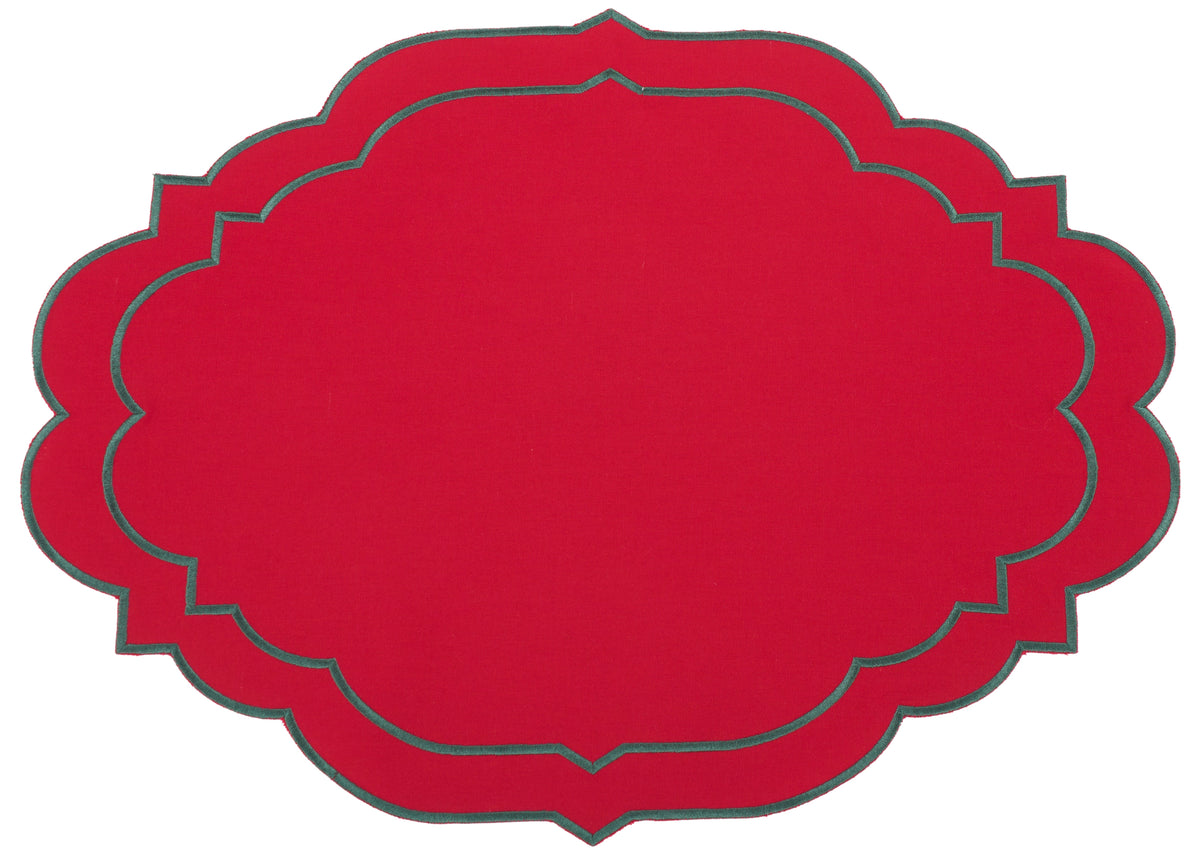 Alexandria Red & Green Trim Napkin and Placemat