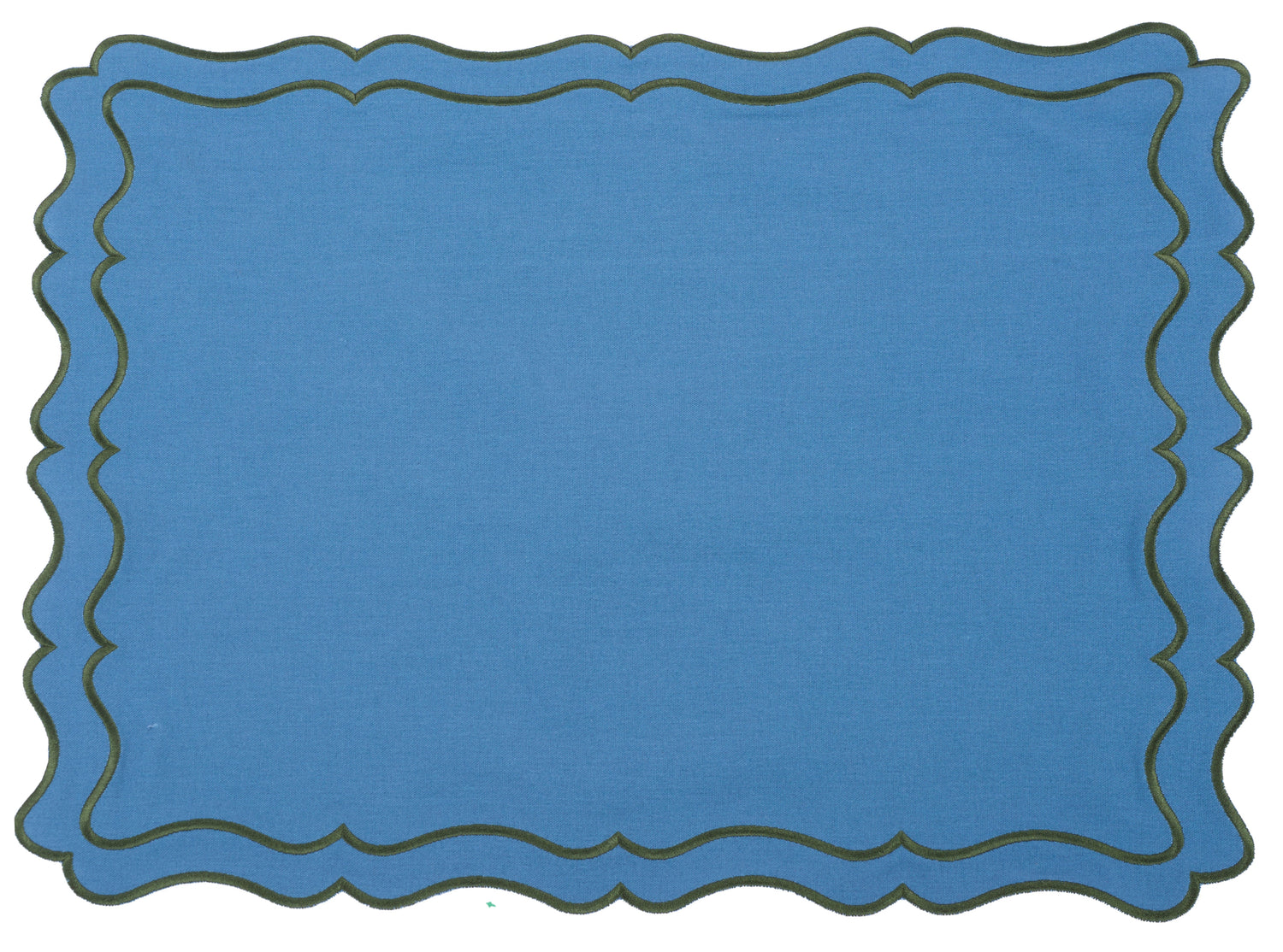 Raleigh Blue & Green Trim Placemat & Napkin
