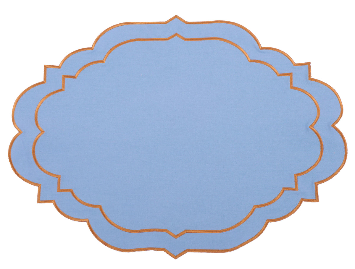 Alexandria Blue & Orange Trim Placemat & Napkin