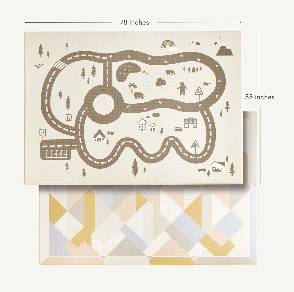 Double-Sided Baby Playmat Urban Zoo Adventure