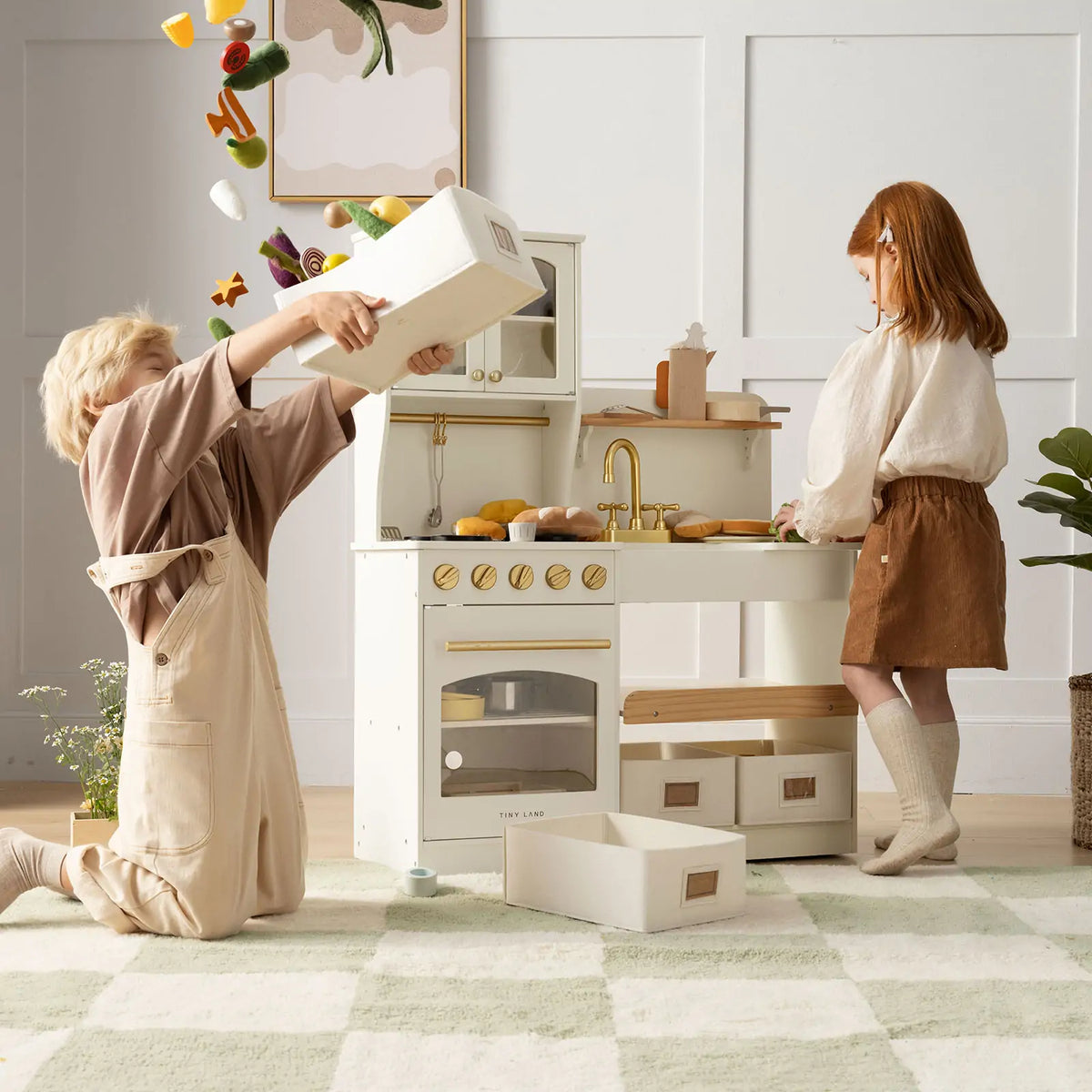 Wooden Play Kitchen with Storage for Creative Toddlers