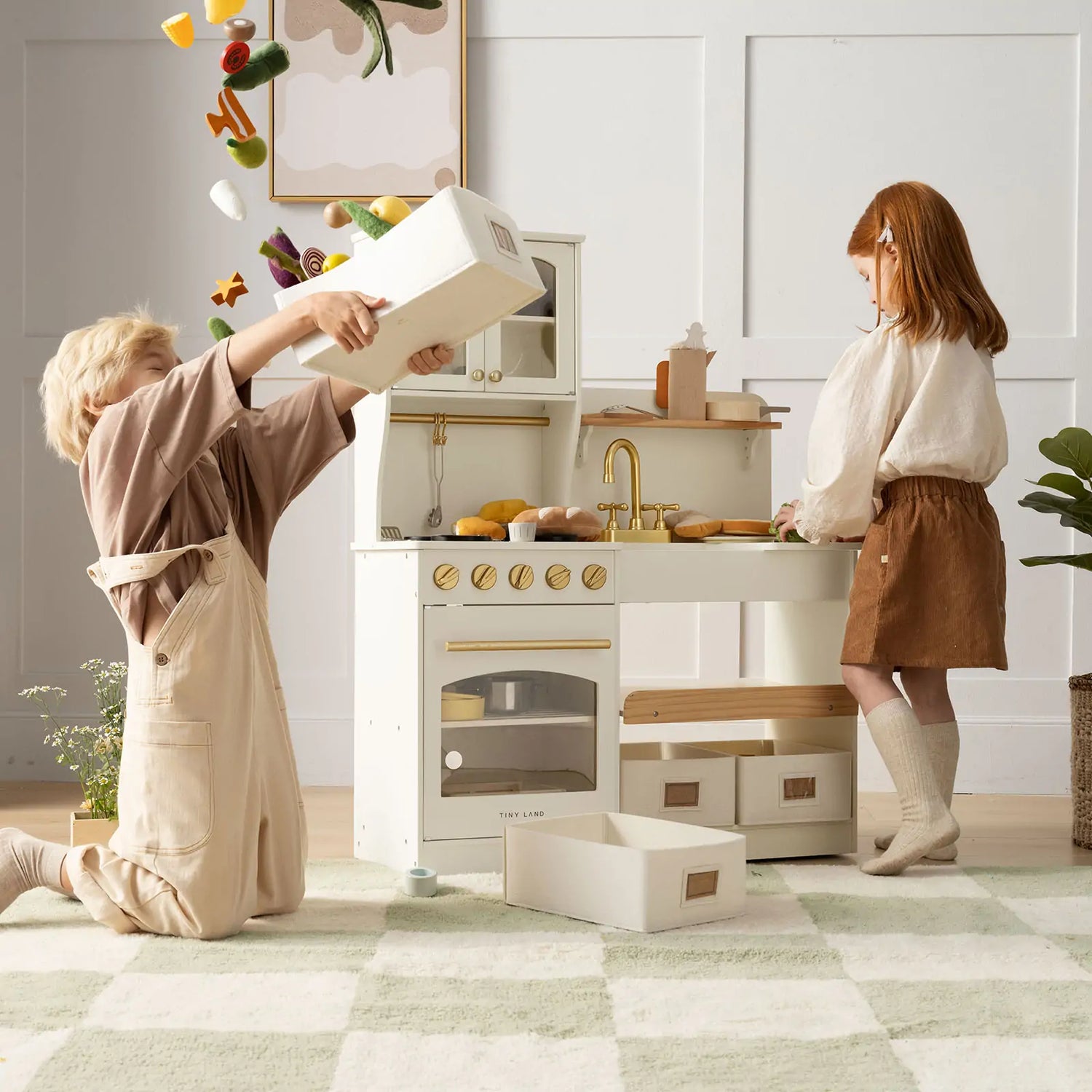 Wooden Play Kitchen with Storage for Creative Toddlers