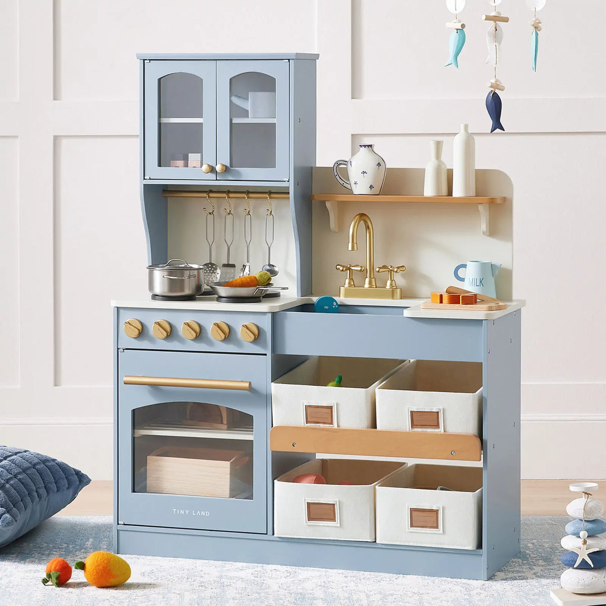 Pretend Play Kitchen for Kids - Serenity Wooden Kitchen – Blue