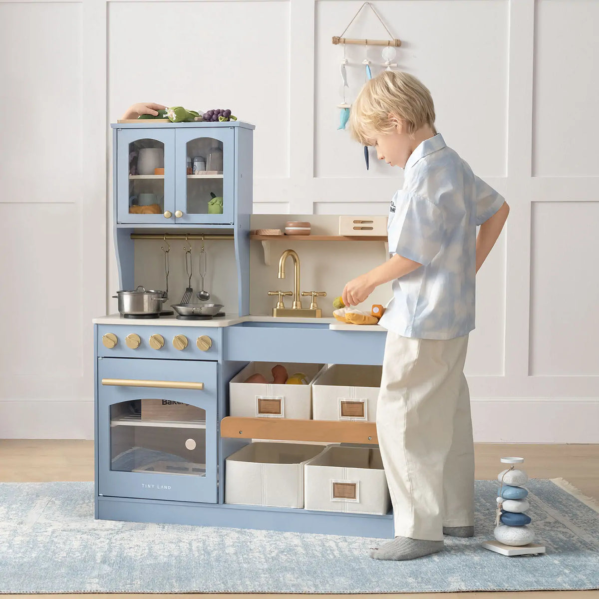 Pretend Play Kitchen for Kids - Serenity Wooden Kitchen – Blue