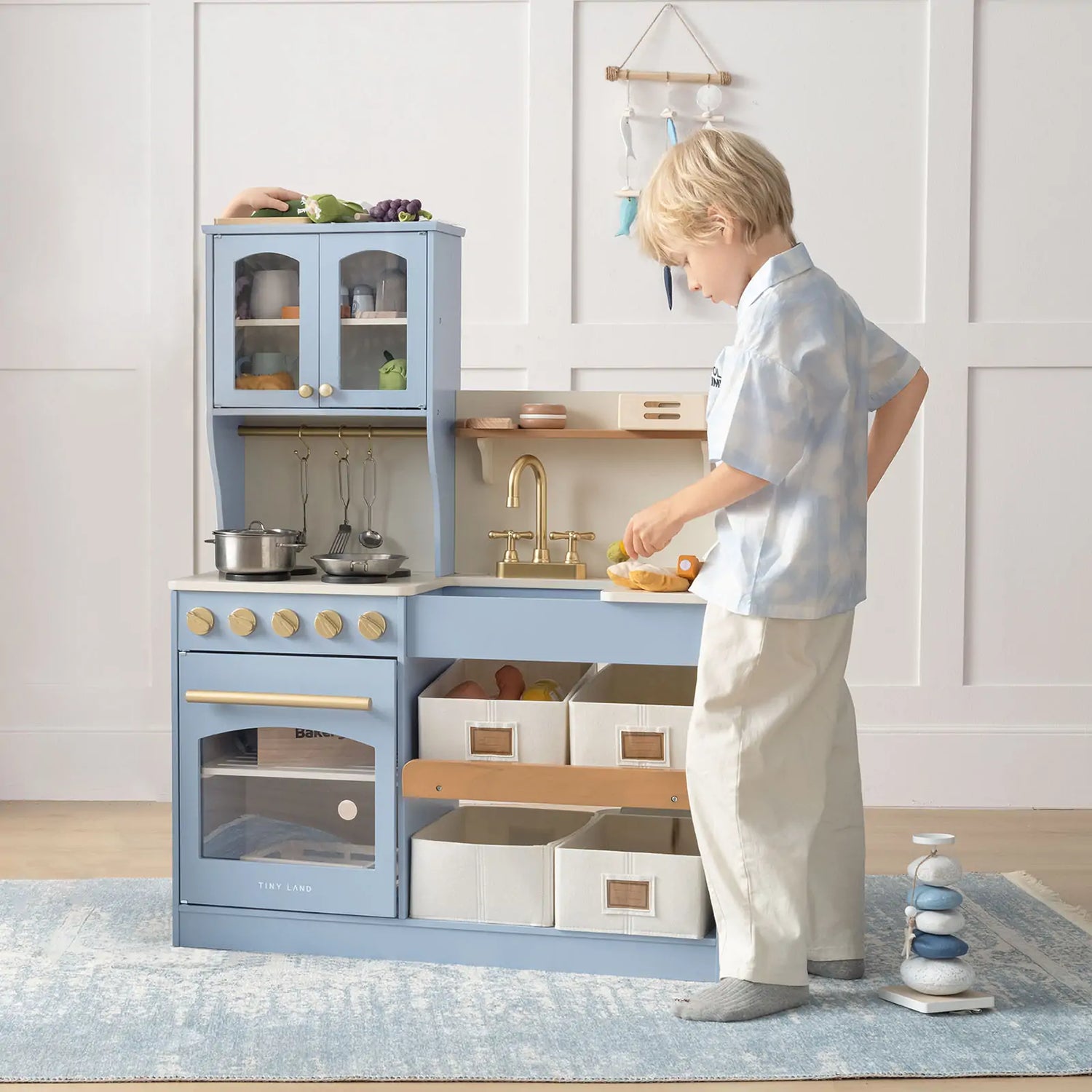 Pretend Play Kitchen for Kids - Serenity Wooden Kitchen – Blue