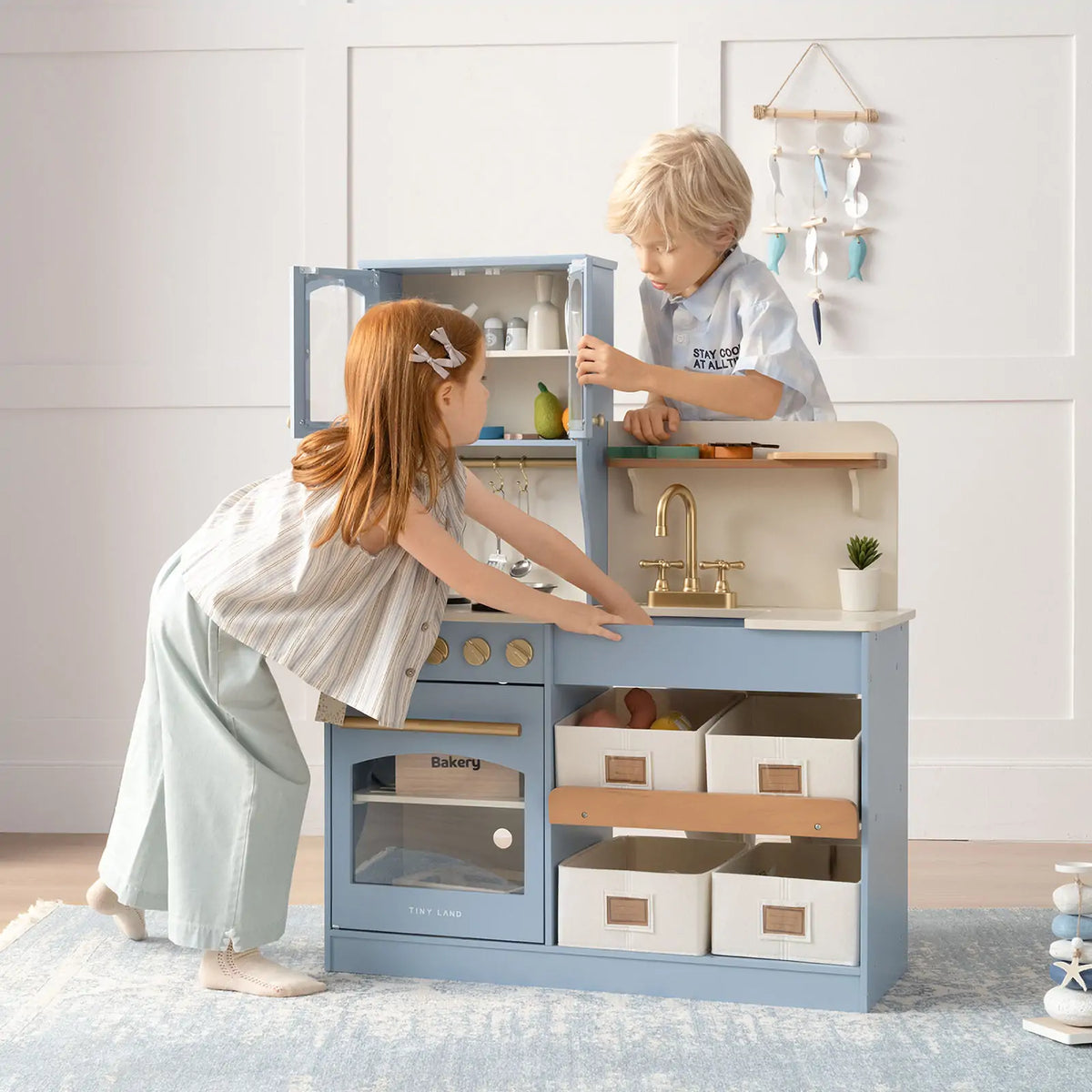 Pretend Play Kitchen for Kids - Serenity Wooden Kitchen – Blue