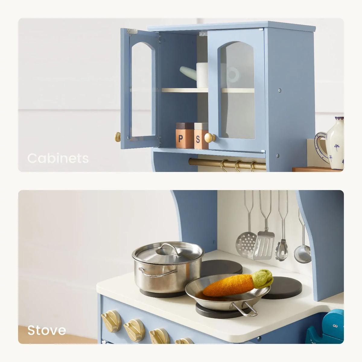 Pretend Play Kitchen for Kids - Serenity Wooden Kitchen – Blue