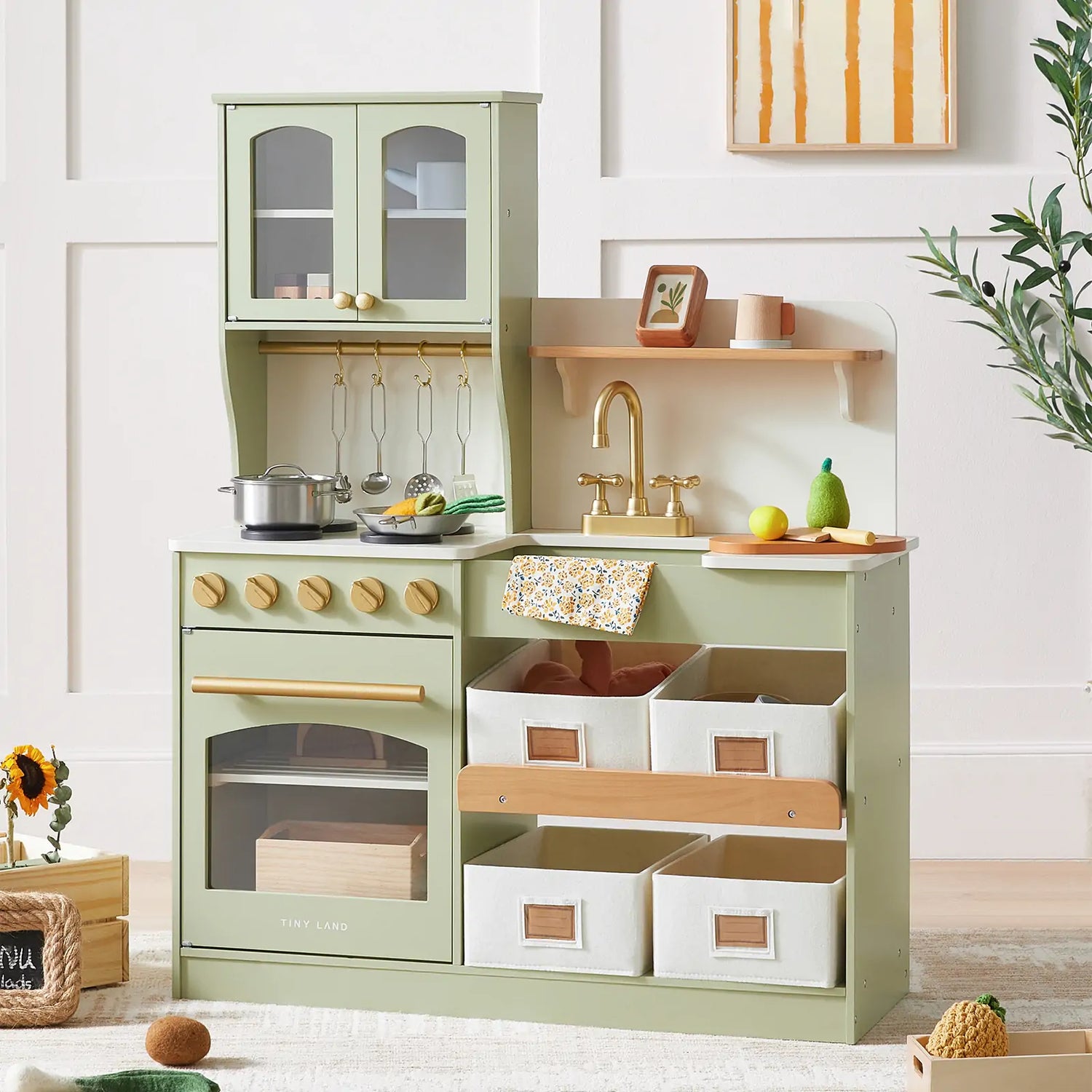 Pretend Play Kitchen for Toddlers - Serenity Wooden Kitchen – Green