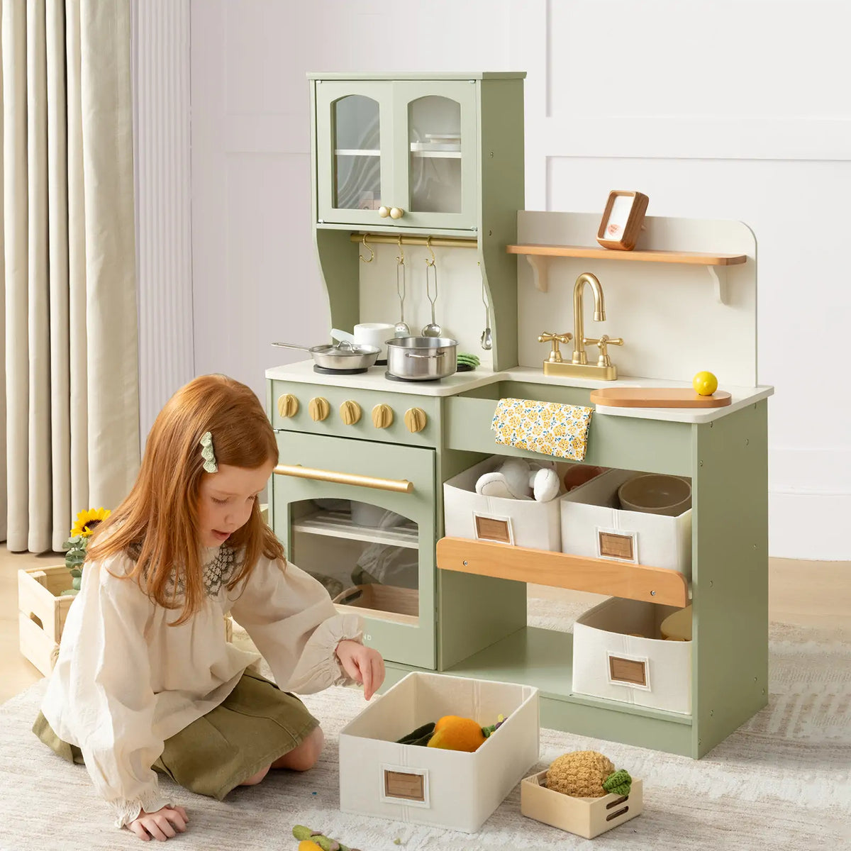 Pretend Play Kitchen for Toddlers - Serenity Wooden Kitchen – Green