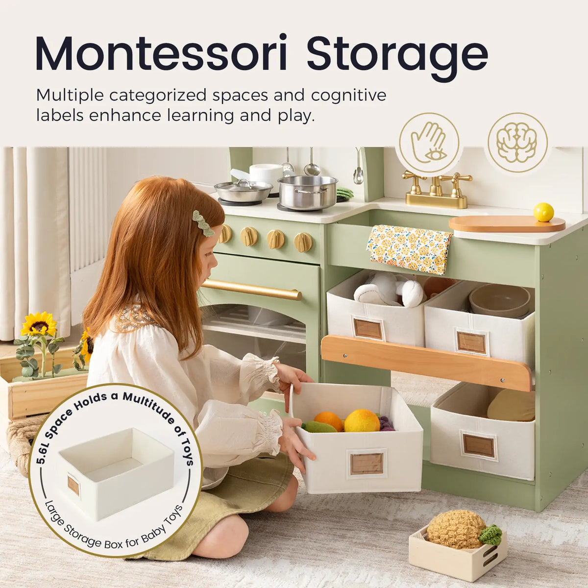 Pretend Play Kitchen for Toddlers - Serenity Wooden Kitchen – Green