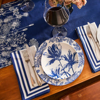 Triple Stripe Blue Dinner Napkins