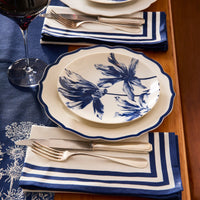 Triple Stripe Blue Dinner Napkins