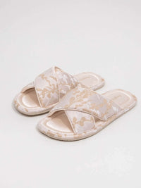 Classic Cross-Strap Embroidery Slippers
