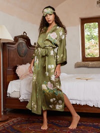 Floral Olive Kimono Robe