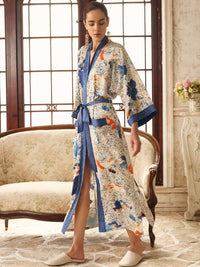 Koi & Lotus Dreamscape Kimono Robe with Elegant Pockets