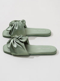 Silky Satin Bow Slippers (Various Colors)