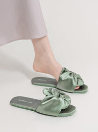 Silky Satin Bow Slippers (Various Colors)