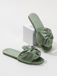 Silky Satin Bow Slippers (Various Colors)