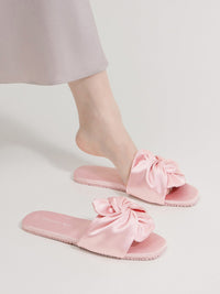 Silky Satin Bow Slippers (Various Colors)