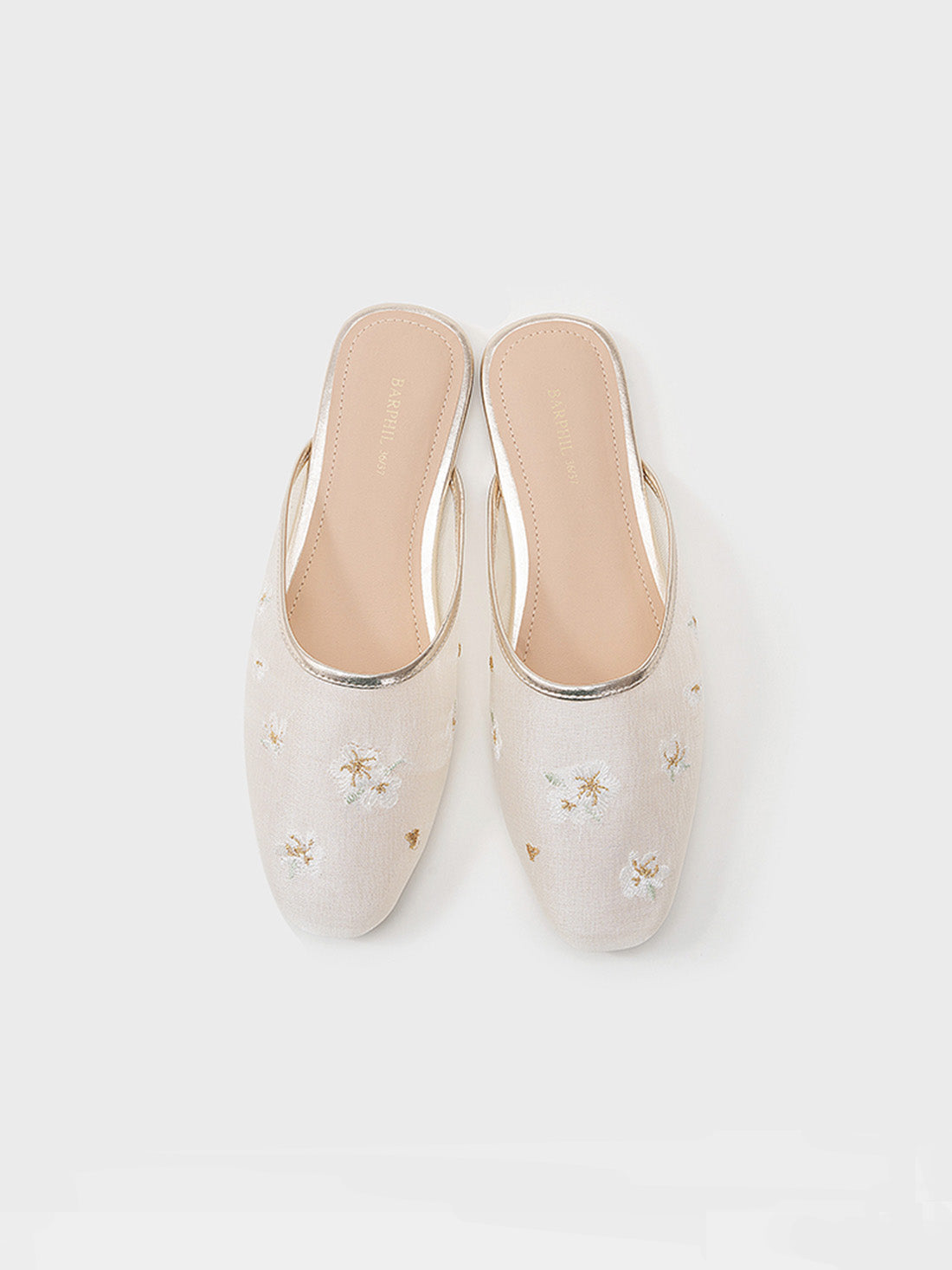 Oriental-Floral Mesh Closed-Toe Slippers