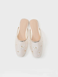 Oriental-Floral Mesh Closed-Toe Slippers