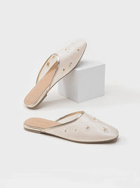 Oriental-Floral Mesh Closed-Toe Slippers