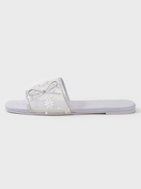Embroidered Satin Bow House Slippers