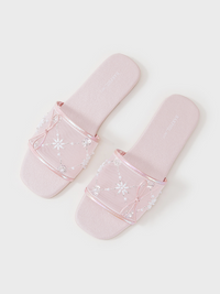 Embroidered Satin Bow House Slippers