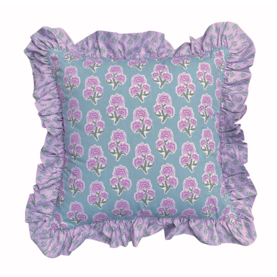 Vera Teal Ruffle Pillow - Square (Various Sizes)