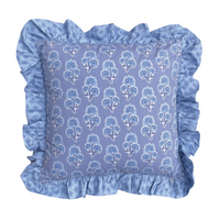 Vera Denim Ruffle Pillow - Square