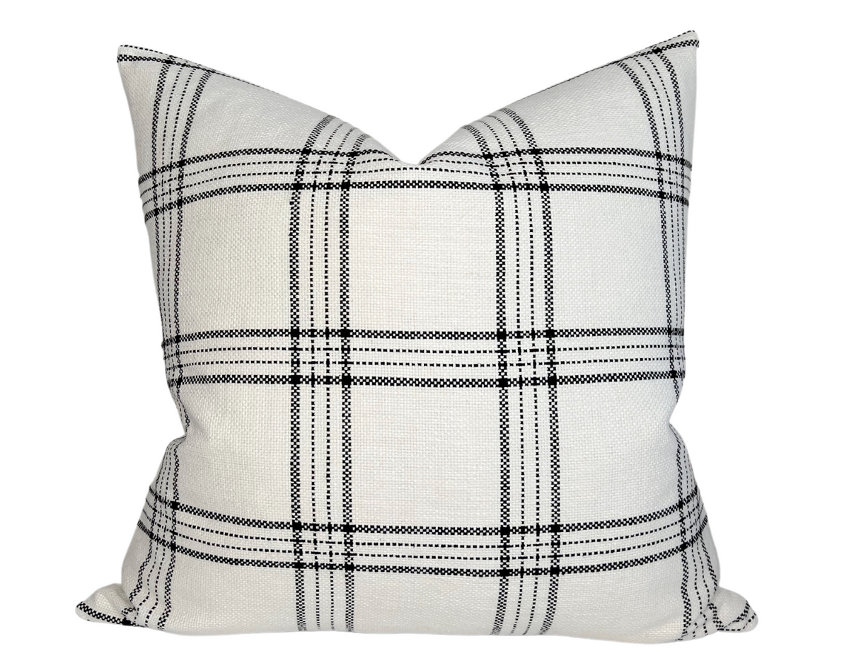 Dundee Pillow Cover in Ivory and Black (Various Sizes)