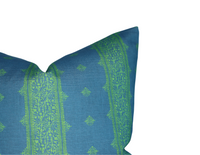 Peter Dunham Fez Pillow Cover in Green Indigo, Indoor Outdoor (Various Sizes)