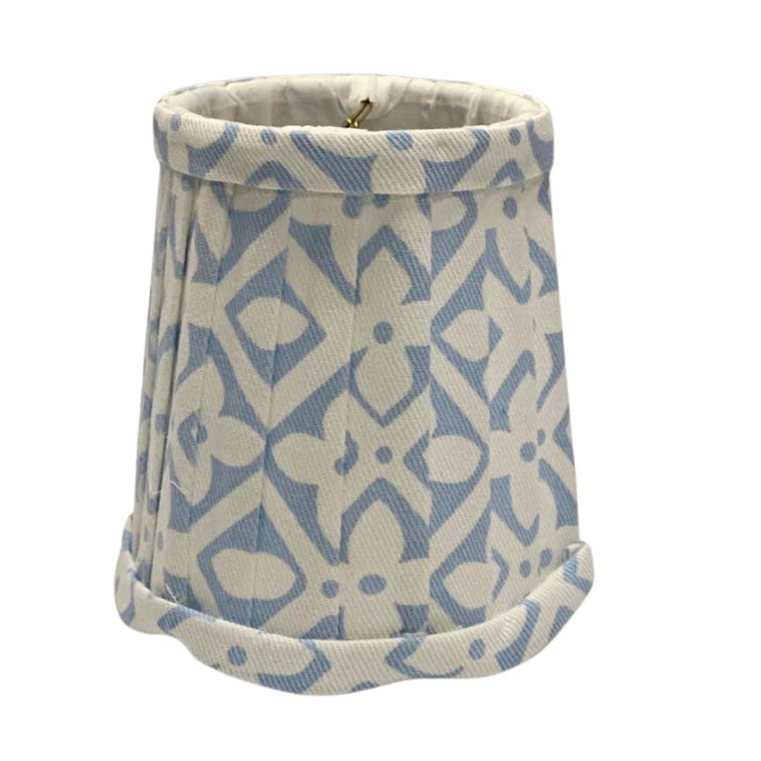 Slate Blue & White Floral Pleated Sconce Shade