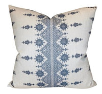 Carmania Pillow Cover in Indigo on Natural, Indoor Outdoor (Various Sizes)