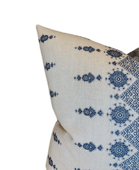Carmania Pillow Cover in Indigo on Natural, Indoor Outdoor (Various Sizes)