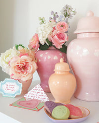 "Love is in the Air" Ginger Jars in Cherry Blossom Pink (Various Sizes)