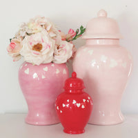 "Love is in the Air" Ginger Jars in Cherry Blossom Pink (Various Sizes)