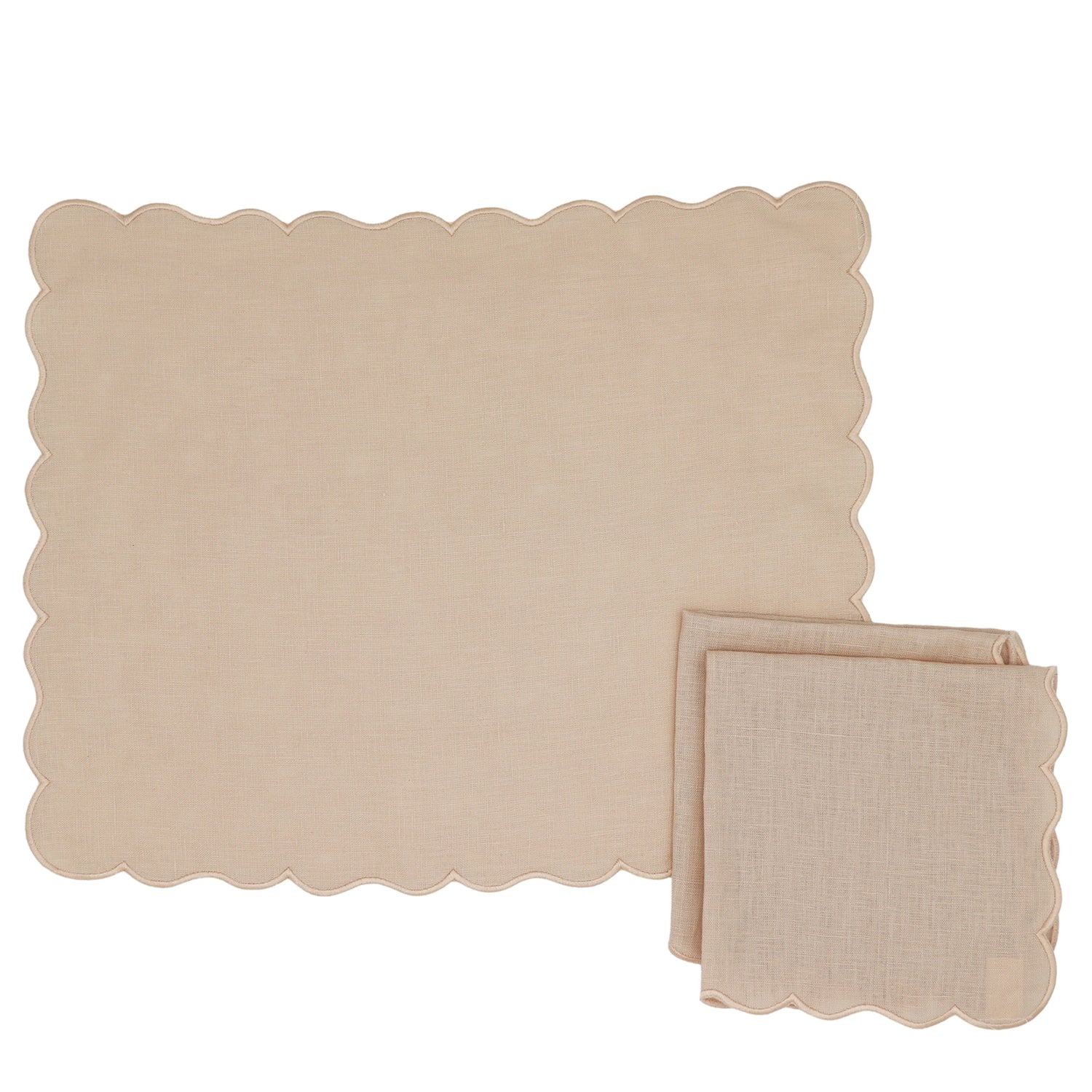 Vanilla Swirl Scalloped Napkin - Set of 4