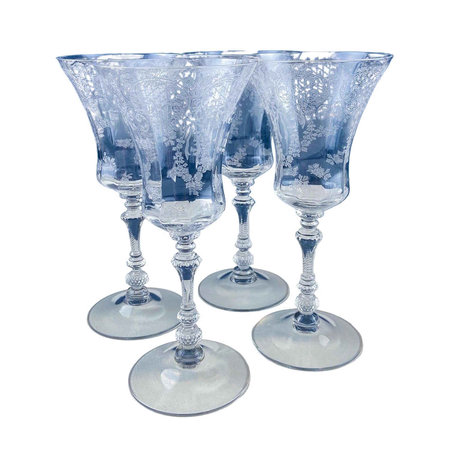 Vintage Cambridge “Minerva” Etched Crystal Goblets – Set of 4