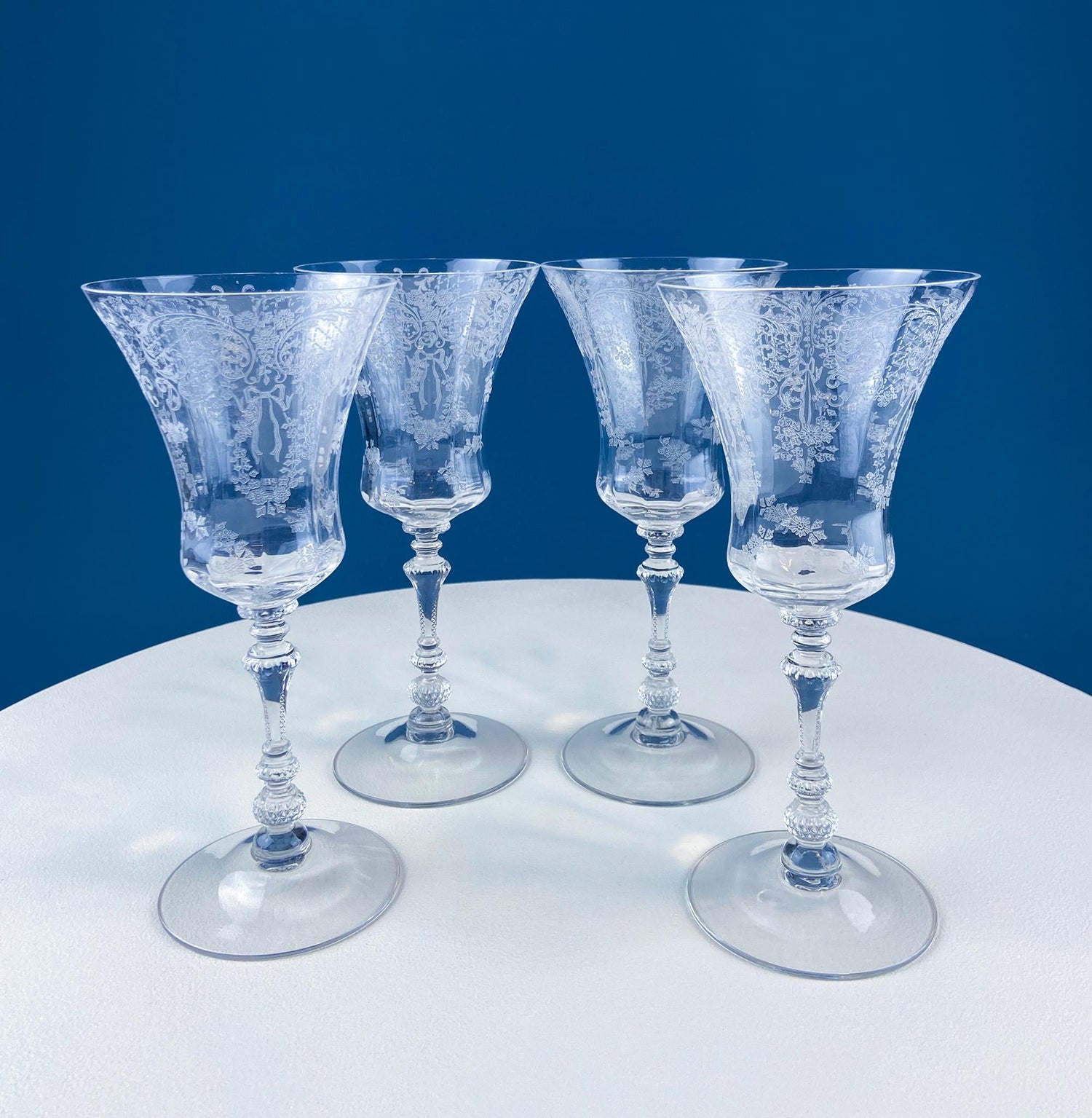 Vintage Cambridge “Minerva” Etched Crystal Goblets – Set of 4