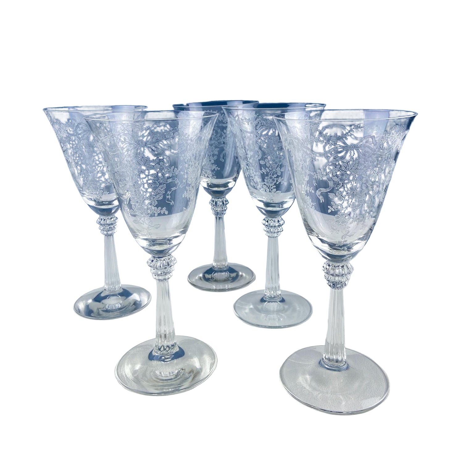 Vintage Fostoria “Romance” Crystal Wine Goblets – Set of 5